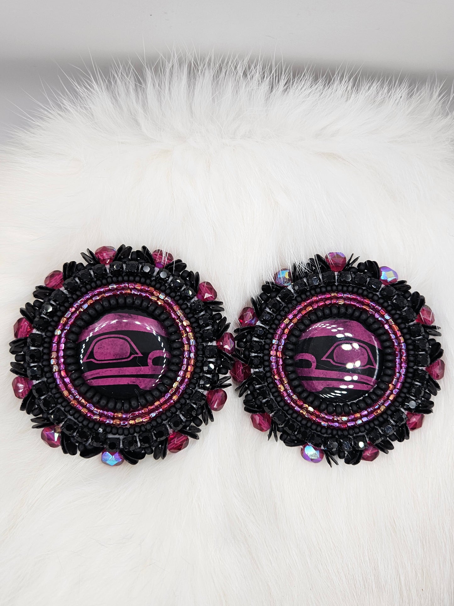 Black and Purple Stud Earrings