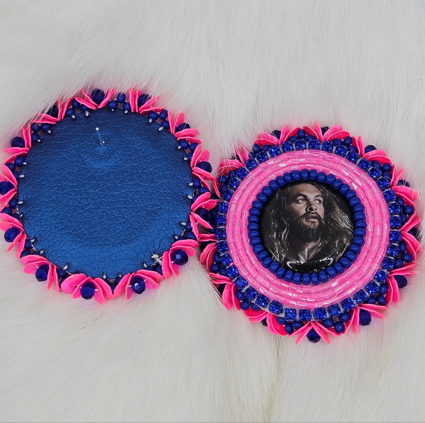 Royal Blue and Neon Pink Stud Earrings