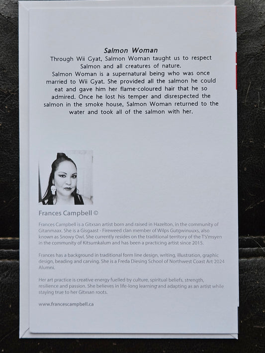 5x7 Greeting Card - Salmon Woman