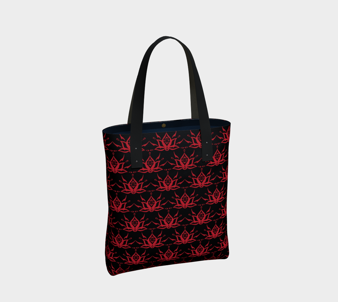 Black and Red Lotus Tote
