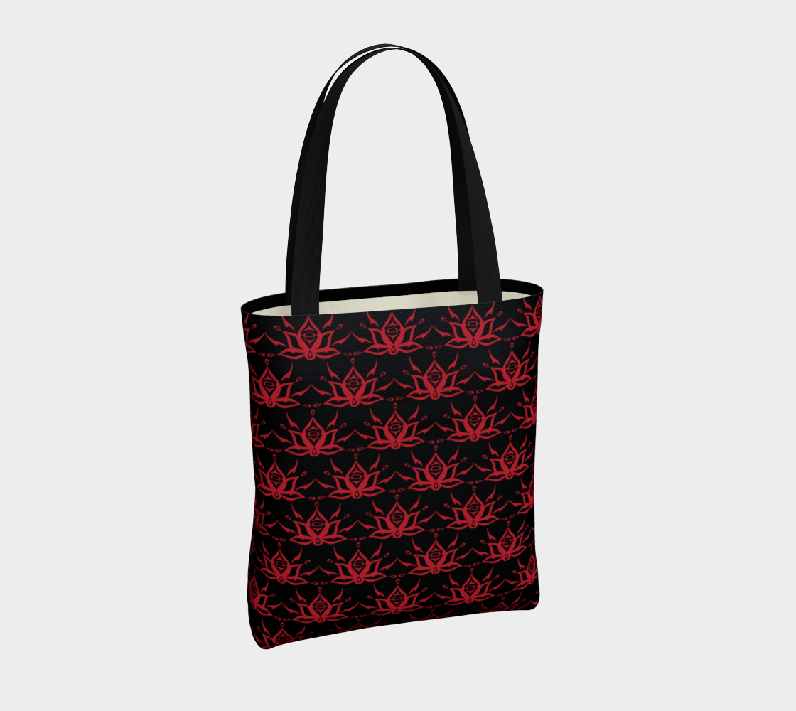 Black and Red Lotus Tote