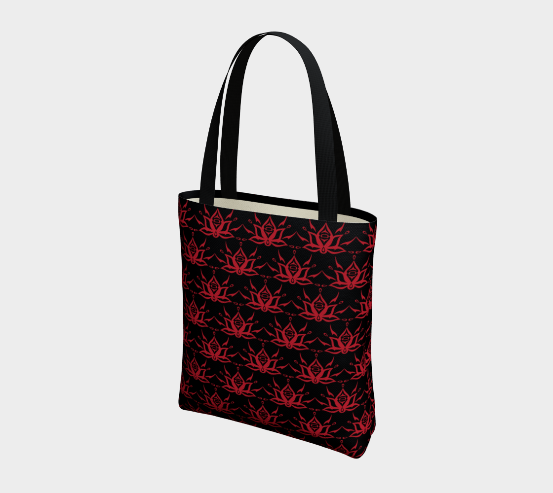 Black and Red Lotus Tote